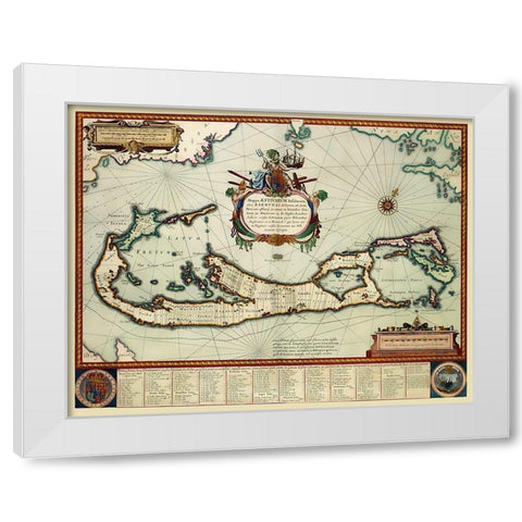 Landowner Bermuda - Blaeu 1630 White Modern Wood Framed Art Print by Blaeu
