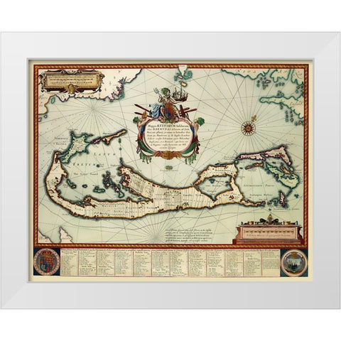 Landowner Bermuda - Blaeu 1630 White Modern Wood Framed Art Print by Blaeu
