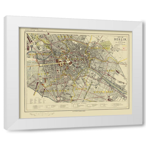 Berlin Plat Germany - Letts 1883 White Modern Wood Framed Art Print by Letts