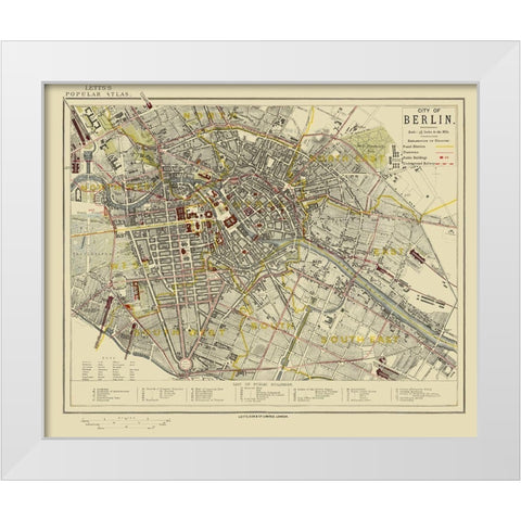 Berlin Plat Germany - Letts 1883 White Modern Wood Framed Art Print by Letts