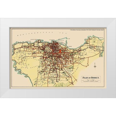 Middle East Beirut Lebanon - Palmer 1851 White Modern Wood Framed Art Print by Palmer