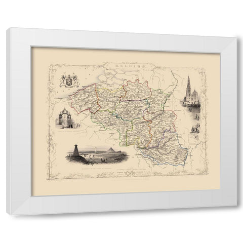 Benelux Belgium - Tallis 1851 White Modern Wood Framed Art Print by Tallis