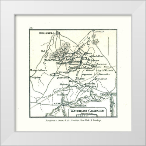 Europe Waterloo Campaign Belgium - Gardiner 1902 White Modern Wood Framed Art Print by Gardiner