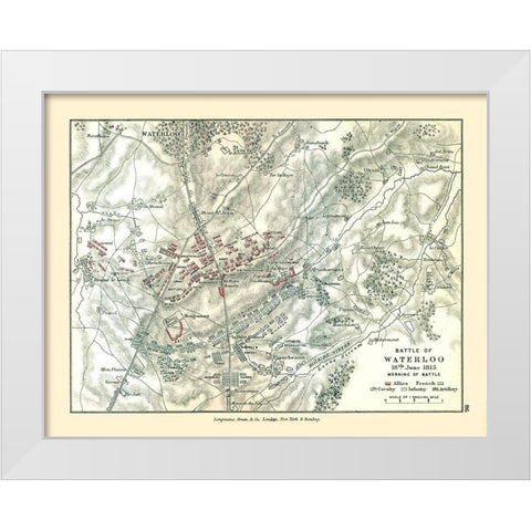 Waterloo 1815 Belgium - Gardiner 1902 White Modern Wood Framed Art Print by Gardiner