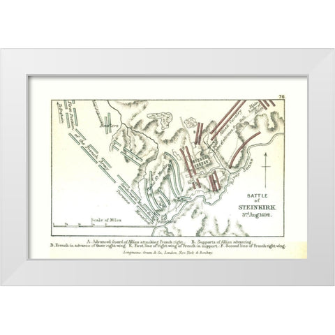 Battle of Steinkirk 1692 Belgium - Gardiner 1902 White Modern Wood Framed Art Print by Gardiner