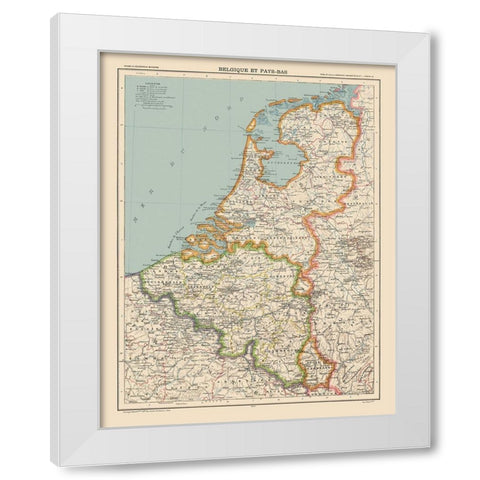 Belgium Netherlands - Schrader 1908 White Modern Wood Framed Art Print by Schrader
