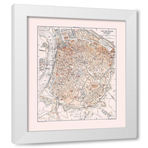 Antwerp Belgium Europe - Baedeker 1910 White Modern Wood Framed Art Print by Baedeker