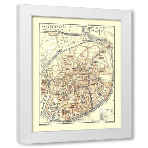 Bruges Belgium Europe - Baedeker 1910 White Modern Wood Framed Art Print by Baedeker