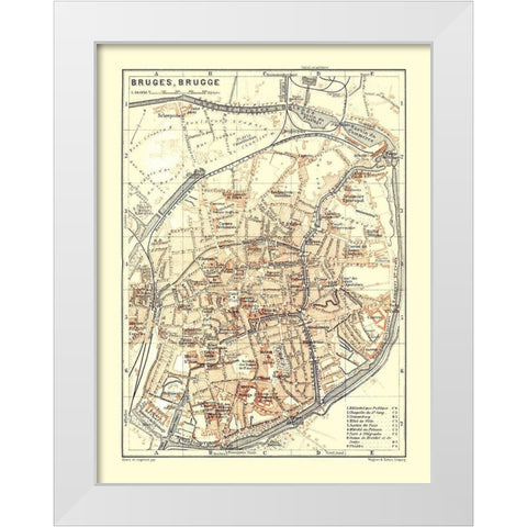 Bruges Belgium Europe - Baedeker 1910 White Modern Wood Framed Art Print by Baedeker