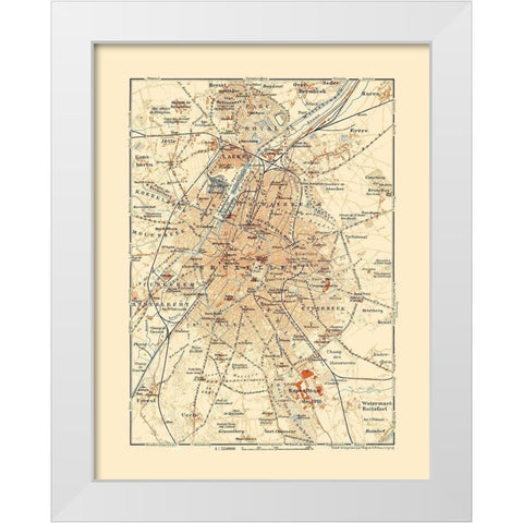 Central Brussels Belgium Europe - Baedeker 1910 White Modern Wood Framed Art Print by Baedeker