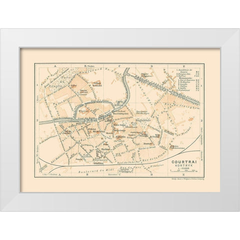 Courtrai Kortrijk Belgium Europe - Baedeker 1910 White Modern Wood Framed Art Print by Baedeker