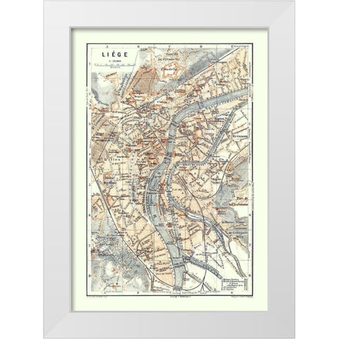 Liege Belgium Europe - Baedeker 1910 White Modern Wood Framed Art Print by Baedeker