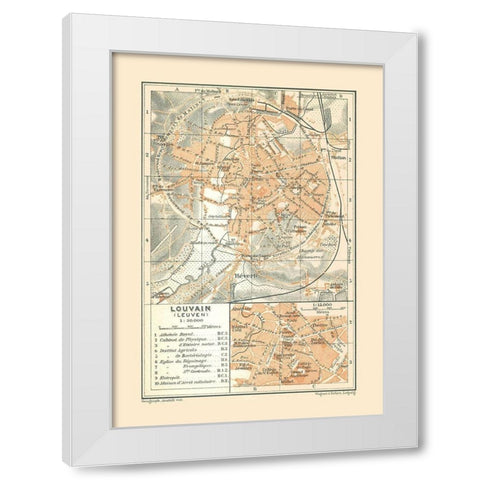 Leuven Belgium Europe - Baedeker 1910 White Modern Wood Framed Art Print by Baedeker