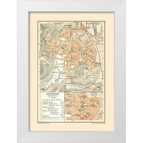 Leuven Belgium Europe - Baedeker 1910 White Modern Wood Framed Art Print by Baedeker