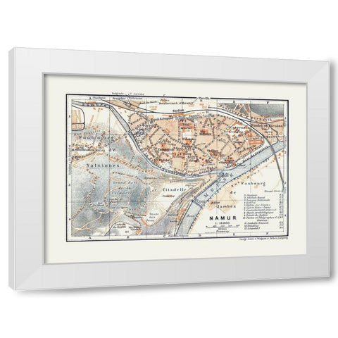 Namur Belgium Europe - Baedeker 1910 White Modern Wood Framed Art Print by Baedeker