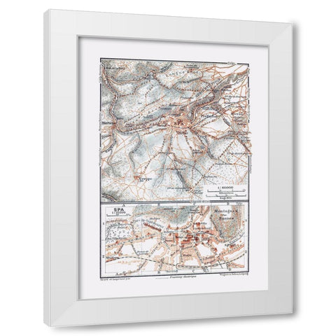 Spa Belgium Europe - Baedeker 1910 White Modern Wood Framed Art Print by Baedeker