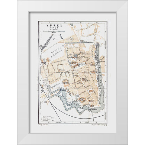 Ypres Belgium Europe - Baedeker 1910 White Modern Wood Framed Art Print by Baedeker