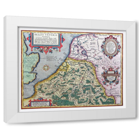 Ancient Belgium 1594 Europe - Ortelius 1570 White Modern Wood Framed Art Print by Ortelius