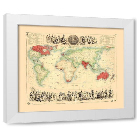 British Empire Throughout World - Bartholomew 1872 White Modern Wood Framed Art Print by Bartholomew