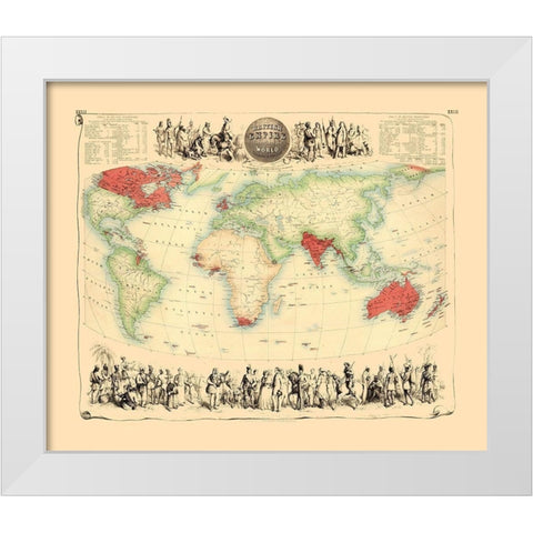 British Empire Throughout World - Bartholomew 1872 White Modern Wood Framed Art Print by Bartholomew