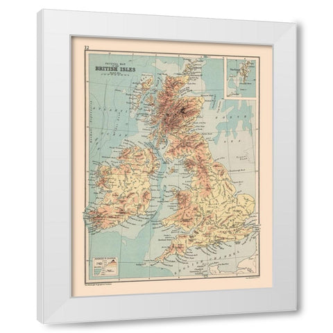 Shetland Islands British Isles - Bartholomew 1892 White Modern Wood Framed Art Print by Bartholomew
