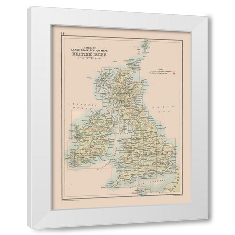 British Isles - Bartholomew 1892 White Modern Wood Framed Art Print by Bartholomew