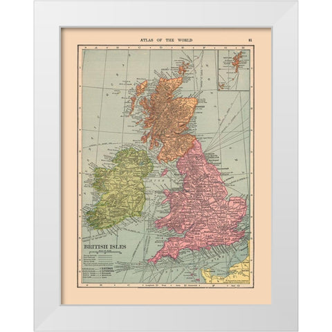 British Isles - Hammond 1910 White Modern Wood Framed Art Print by Hammond