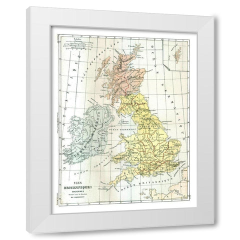 Ancient British Isles - Cortambert 1880 White Modern Wood Framed Art Print by Cortambert