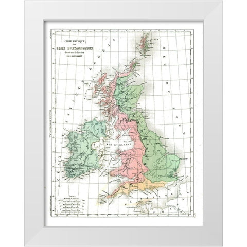 Physical of British Isles - Cortambert 1880 White Modern Wood Framed Art Print by Cortambert