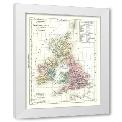 Political of British Isles - Cortambert 1880 White Modern Wood Framed Art Print by Cortambert