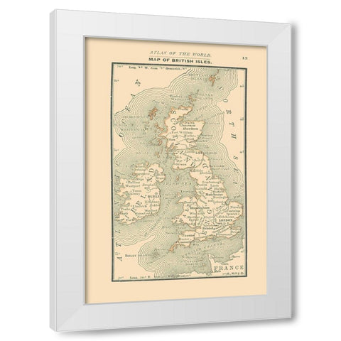 British Isles - Alden 1886 White Modern Wood Framed Art Print by Alden