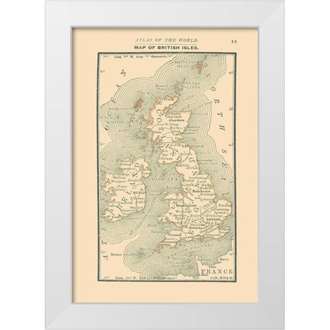 British Isles - Alden 1886 White Modern Wood Framed Art Print by Alden