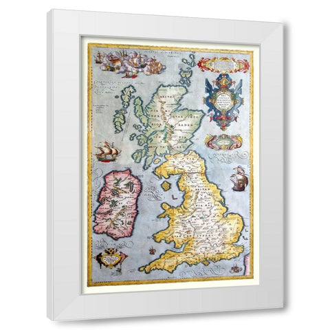 Ancient British Isles - Ortelius 1590 White Modern Wood Framed Art Print by Ortelius