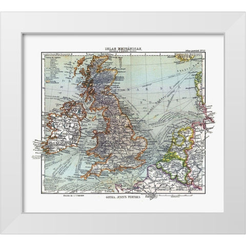 Ireland England France Belgium - Perthes 1921 White Modern Wood Framed Art Print by Perthes