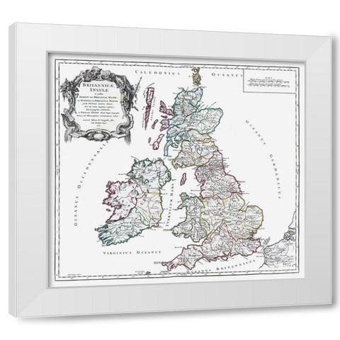 British Isles - Vaugondy 1757 White Modern Wood Framed Art Print by Vaugondy