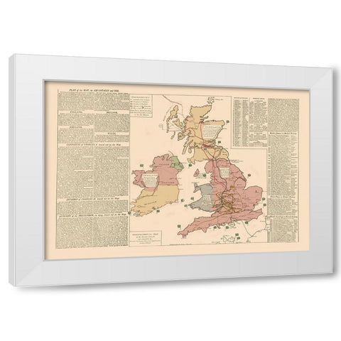 Ireland Wales England Scotland - Le Sage 1801 White Modern Wood Framed Art Print by Le Sage