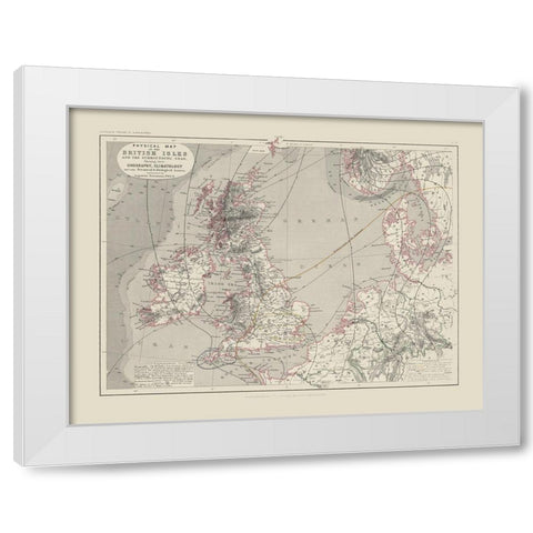 Orography Climatology British Isles White Modern Wood Framed Art Print by Petermann