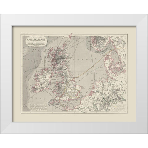 Orography Climatology British Isles White Modern Wood Framed Art Print by Petermann