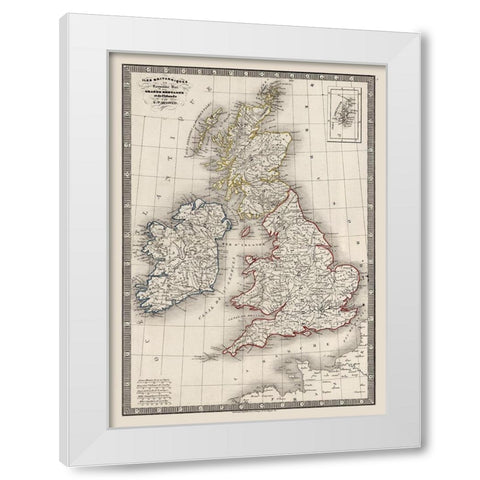 British Isles - Monin 1839 White Modern Wood Framed Art Print by Monin