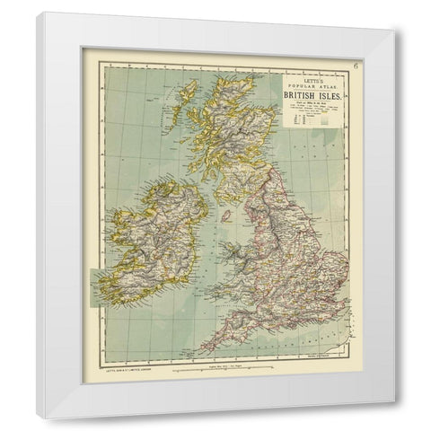 British Isles - Letts White Modern Wood Framed Art Print by Letts