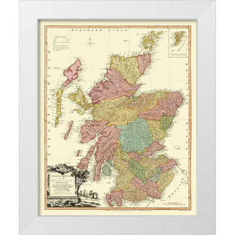 North Britain - Scotland - Counties - Faden 1778 White Modern Wood Framed Art Print by Faden