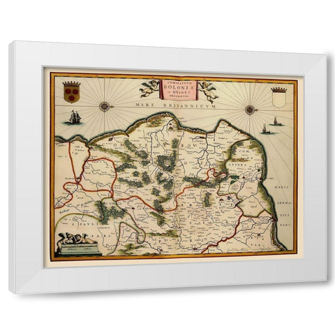 Boulogne Sur Mer Region France - Blaeu 1631 White Modern Wood Framed Art Print by Blaeu