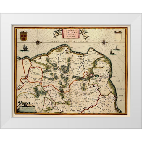 Boulogne Sur Mer Region France - Blaeu 1631 White Modern Wood Framed Art Print by Blaeu