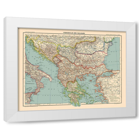 Europe Balkan Peninsula - Schrader 1908 White Modern Wood Framed Art Print by Schrader