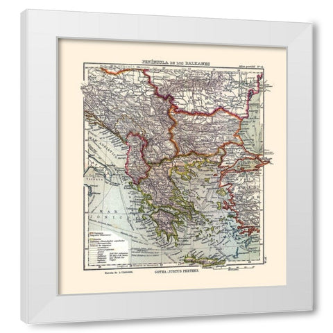 Europe Balkan Peninsula - Perthes 1921 White Modern Wood Framed Art Print by Perthes