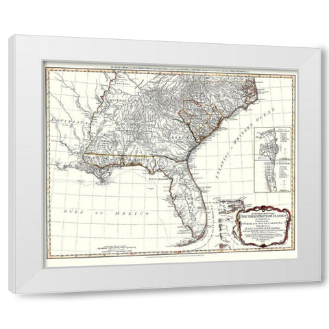 United States Southern British Colonies White Modern Wood Framed Art Print by Sayer