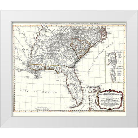 United States Southern British Colonies White Modern Wood Framed Art Print by Sayer
