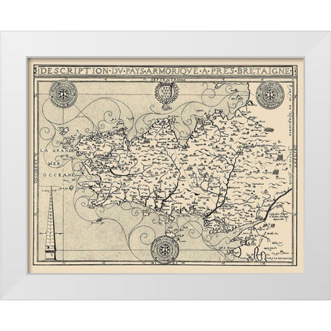 Brittany Region France - Tavernier 1641 White Modern Wood Framed Art Print by Tavernier