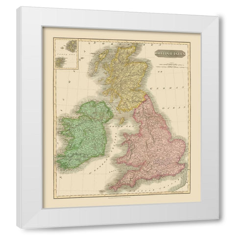 British Isles - Thomson 1815 White Modern Wood Framed Art Print by Thomson