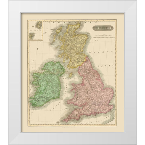 British Isles - Thomson 1815 White Modern Wood Framed Art Print by Thomson